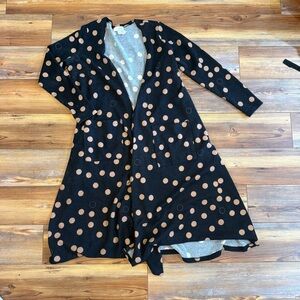 LuLaRoe Black and Tan Polka Dot Women's Sarah Duster Sweater